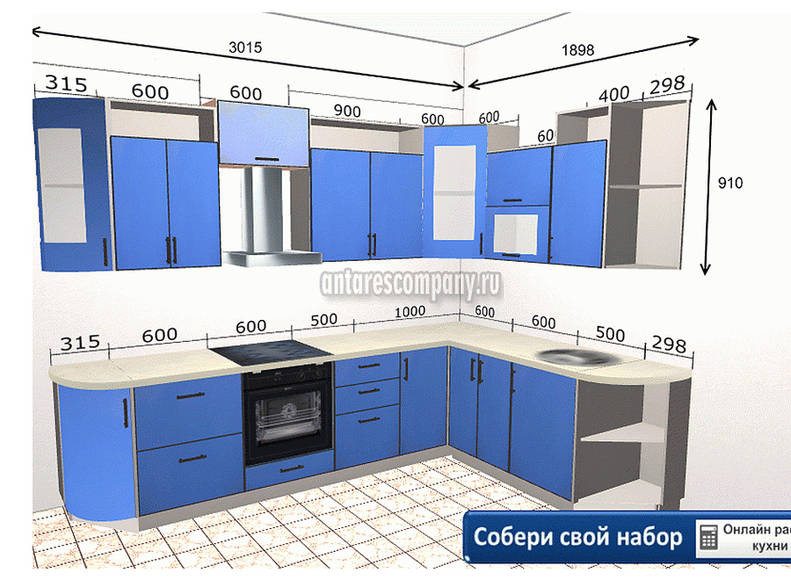 Кухня Палермо - длина 2,92 м, ширина 1,92 м