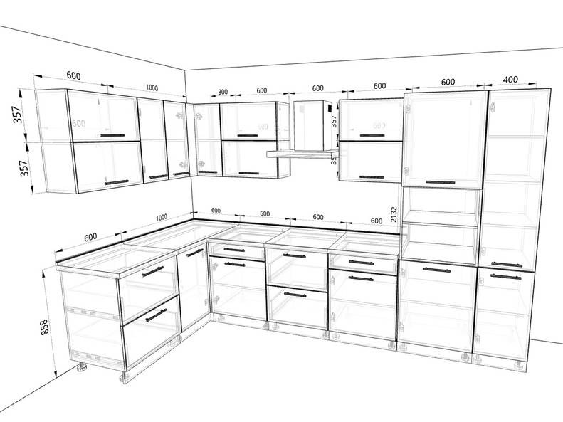 Кухня София (Олива) - длина 3,4 м, ширина 1,6 м