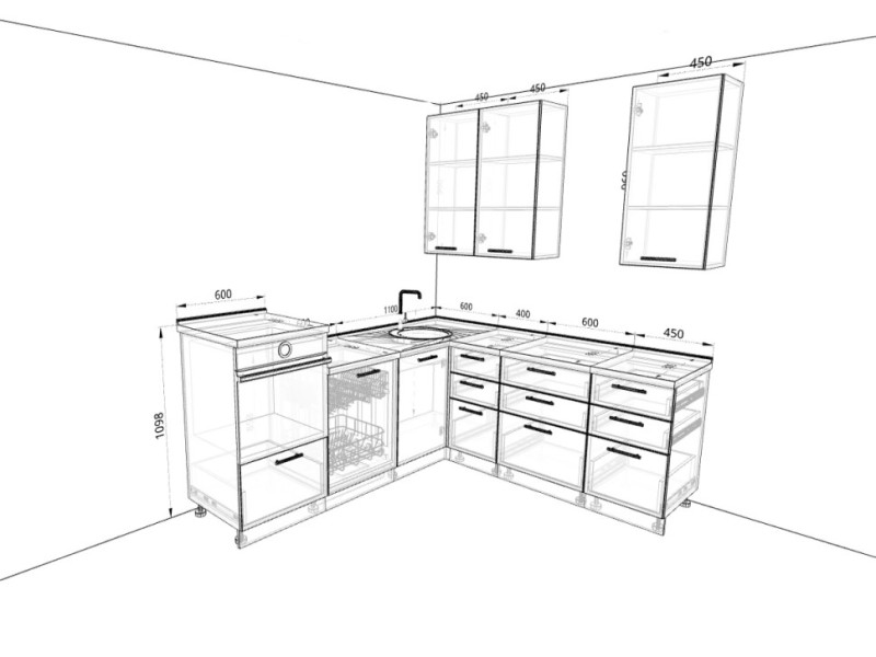 Кухня Базис - длина 1,95 м, ширина 2,3 м
