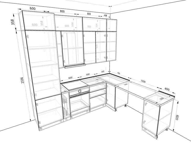 Кухня Сиэль Royal - длина 2,6 м, ширина 2,39 м