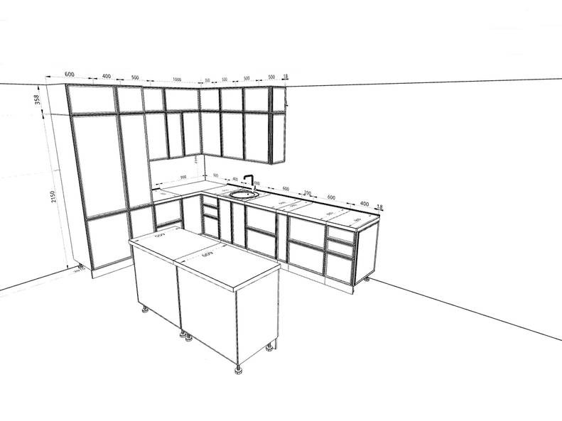 Кухня Беверли Royal - длина 3,4 м, ширина 2,5 м