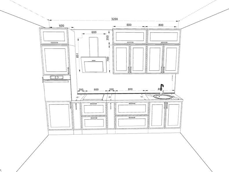 Кухня Престиж - длина 3,2 м