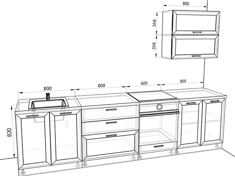 Кухня Глетчер 3,0 метра Кухня Глетчер 3,0 метра