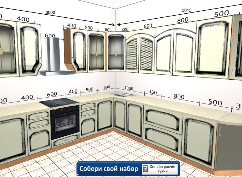 Кухня Ника - длина 3,22 м, ширина 3,15 м