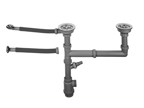 Выпуск большой S801 G двойной с переливом в комплекте с сифоном Выпуск большой S801 G двойной с переливом в комплекте с сифоном