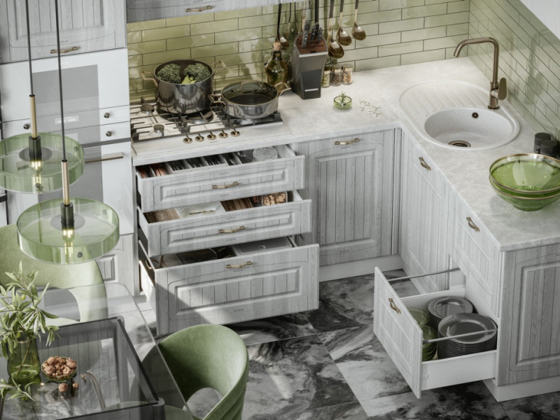 Кухня Кантри Прованс - длина 3,1 м, ширина 1,5 м