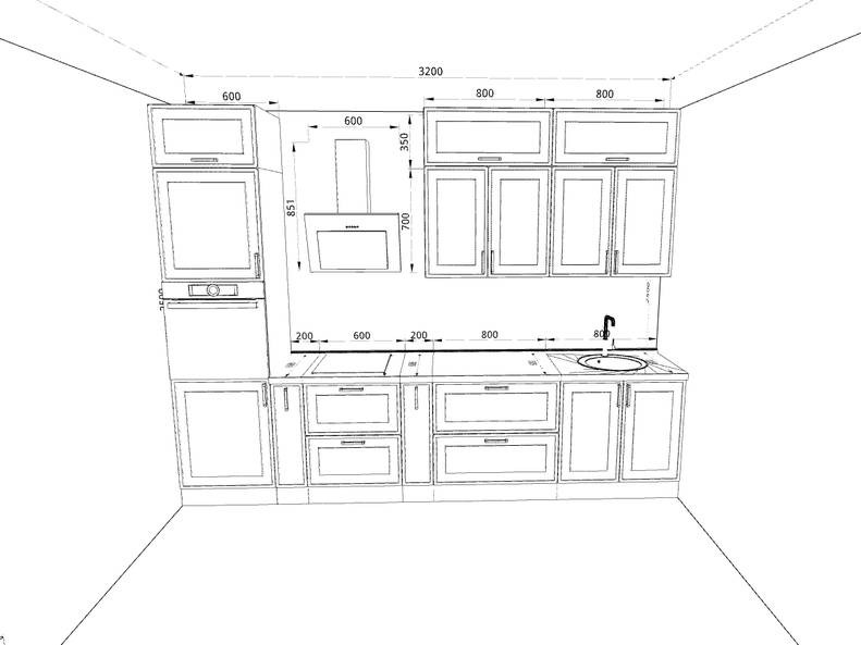 Кухня Престиж - длина 3,2 м